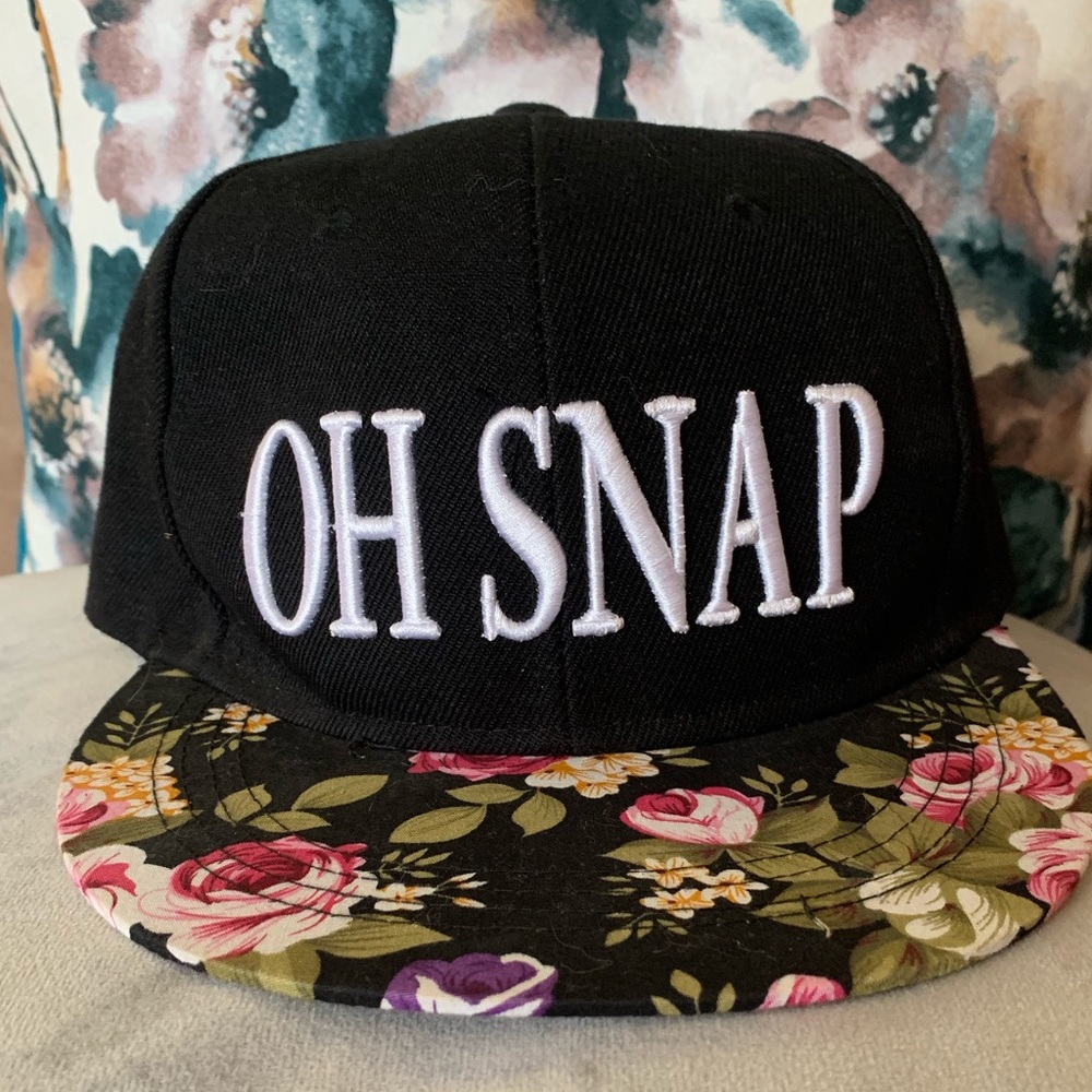 Black and floral snap back